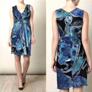 DVF Diane Von Furstenberg Weslie Silk Dress Draped Sleeveless Blue Sz 2